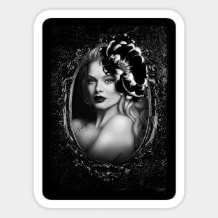 Black Flower Lips digital art portrait wall art homedecor Sticker